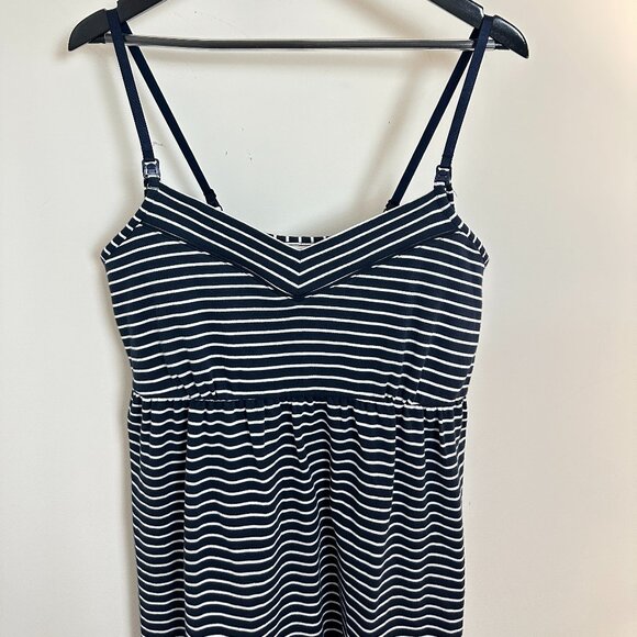 PETITE PLUME Pima Maternity Nightgown in Navy Stripes Size Small - Picture 4 of 10